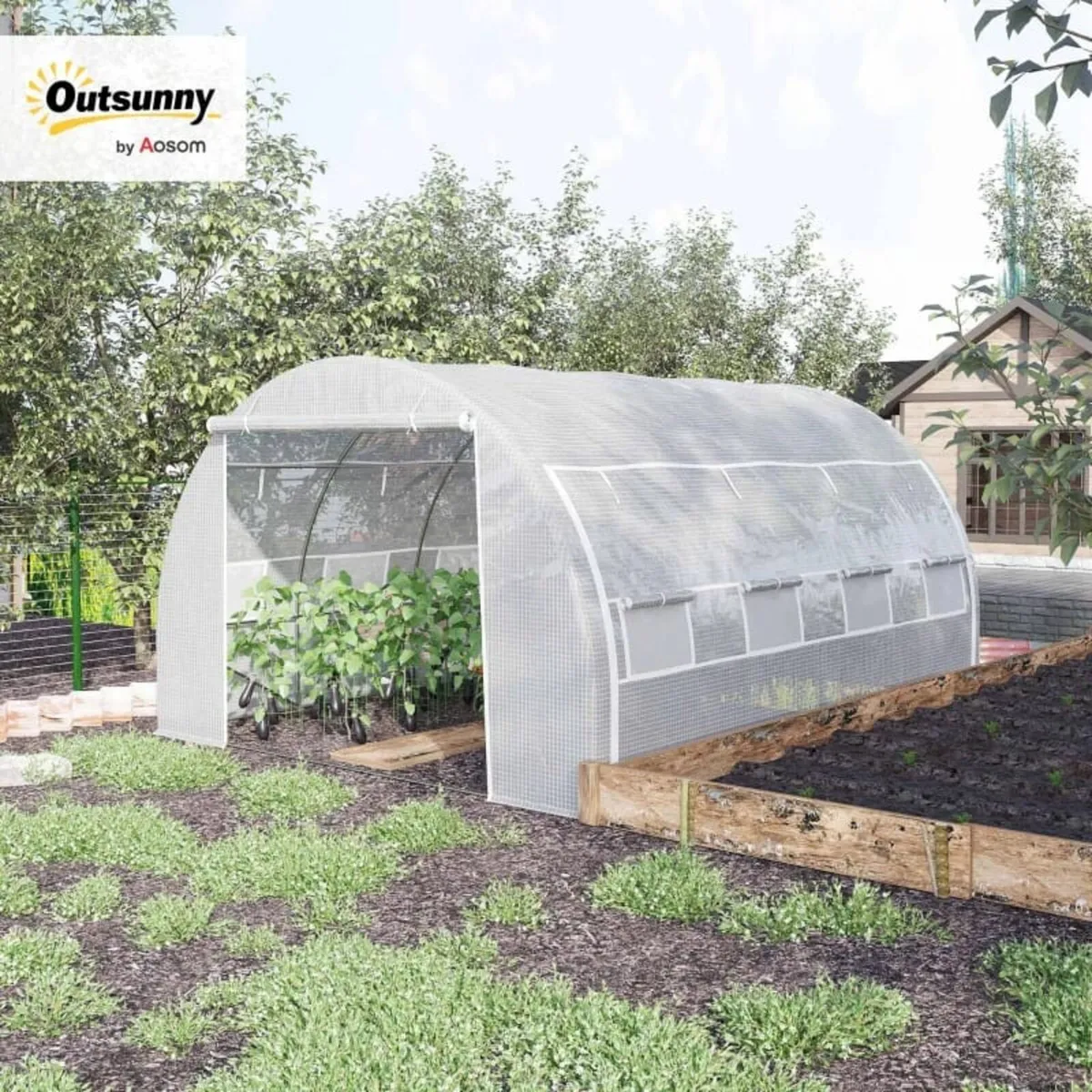 4 x 3 x 2 m Polytunnel Greenhouse w/ Roll-up Side - Image 2