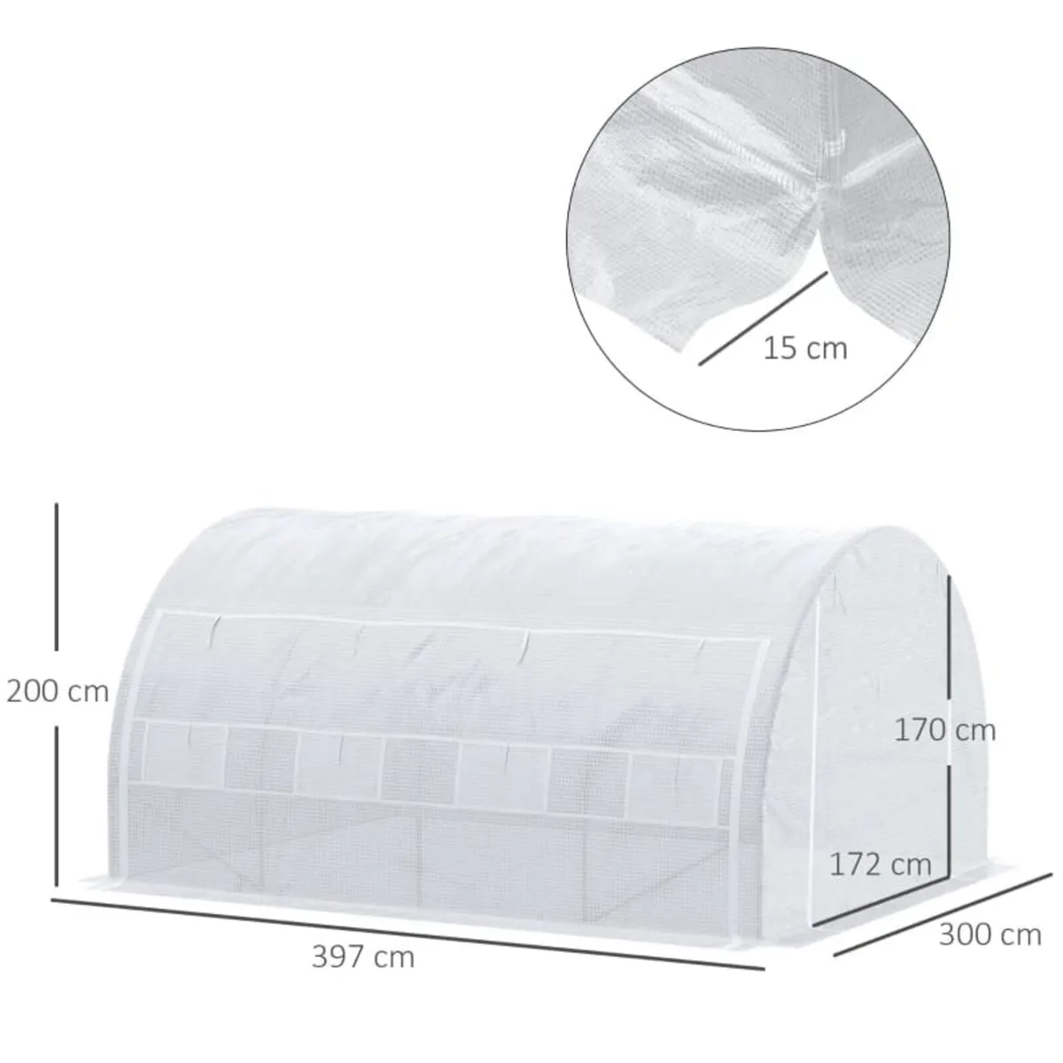 4 x 3 x 2 m Polytunnel Greenhouse w/ Roll-up Side - Image 4