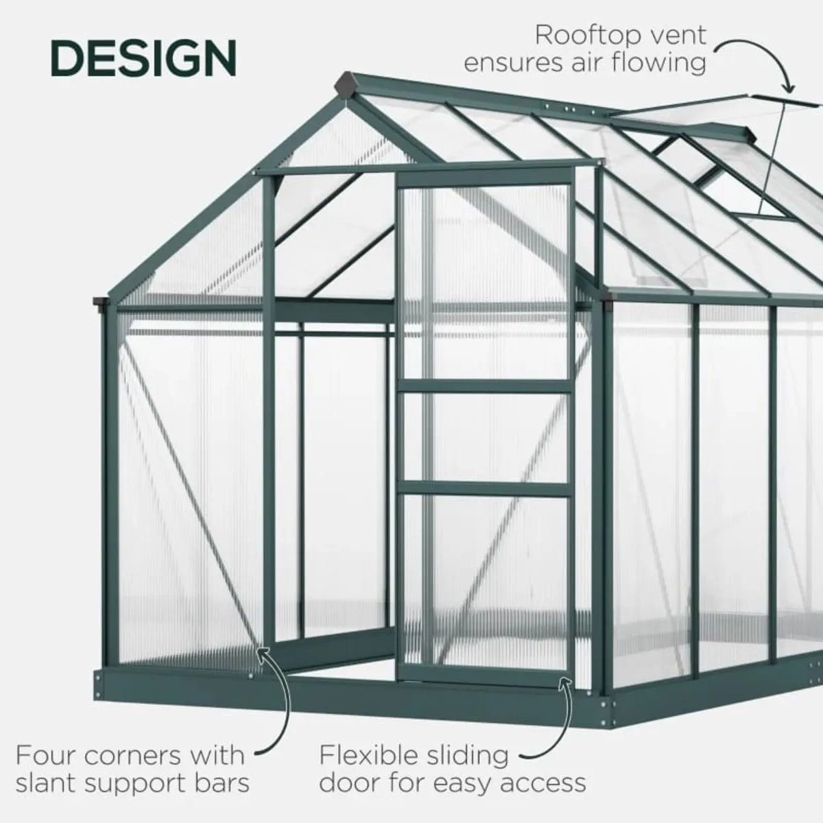 6 x 10ft Polycarbonate Greenhouse - Large Walk-In - Image 2