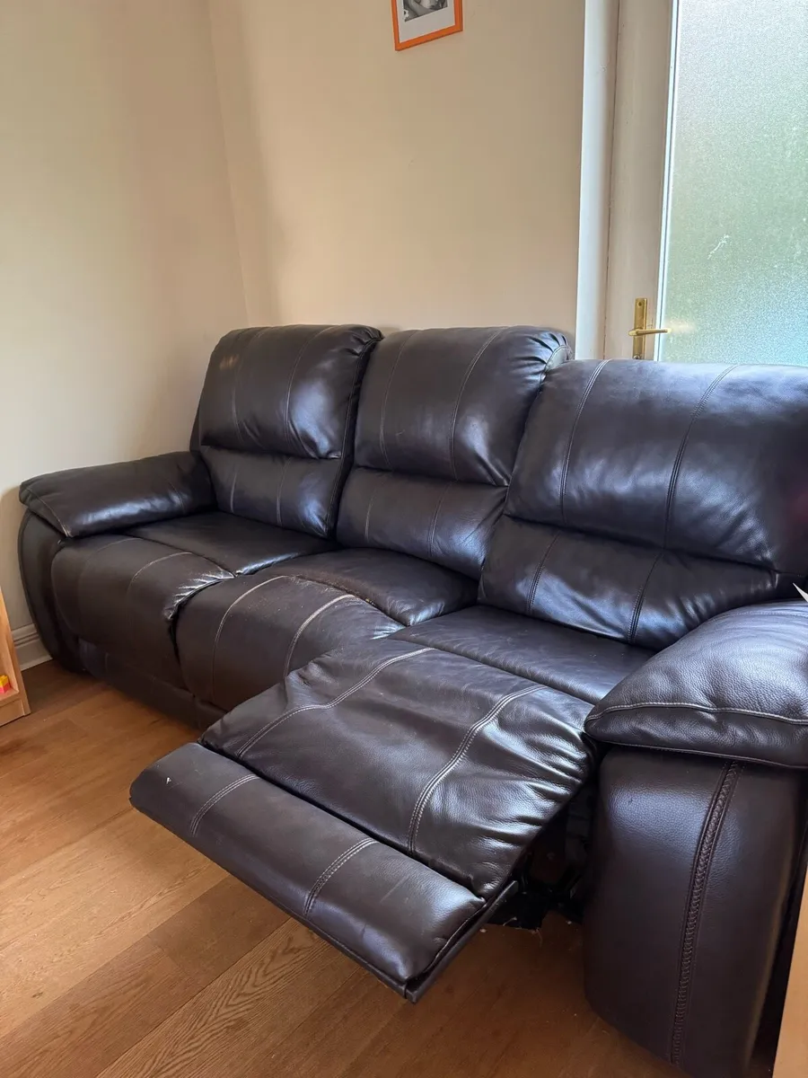 3-Seater Leather Recliner Sofa (MyHome) - Image 3