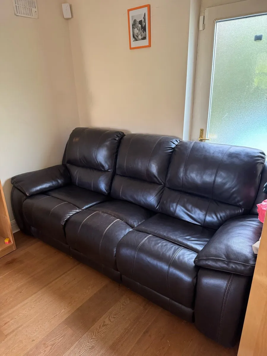3-Seater Leather Recliner Sofa (MyHome) - Image 1