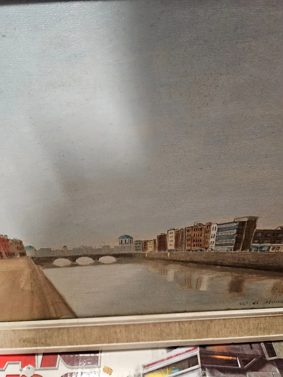 Picture Oil on Board Dublin Quays - Image 3