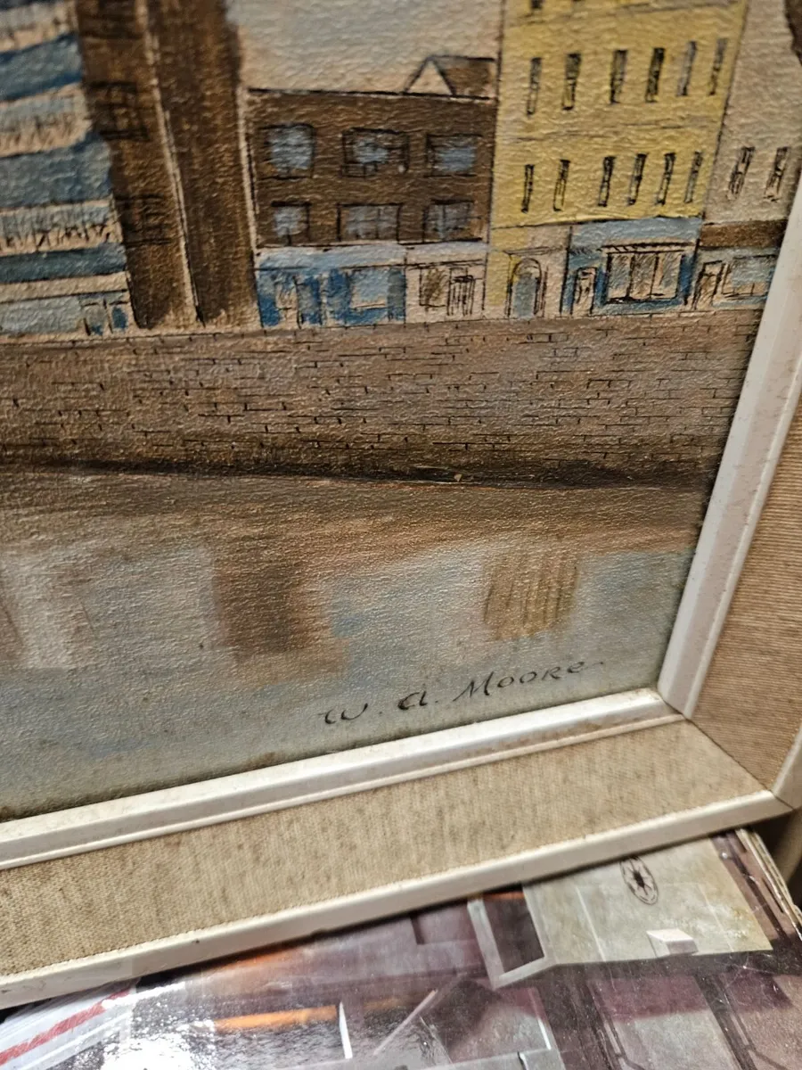 Picture Oil on Board Dublin Quays - Image 2