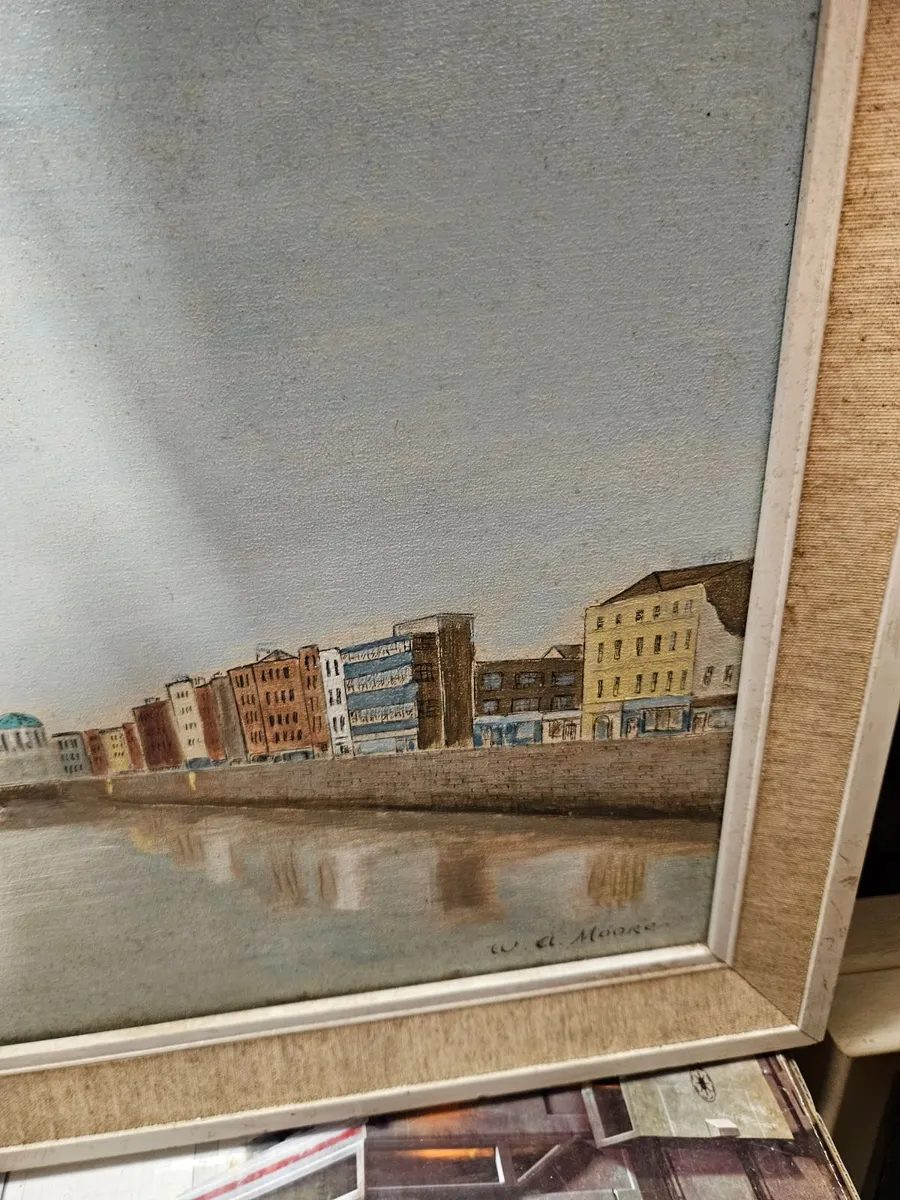 Picture Oil on Board Dublin Quays - Image 4