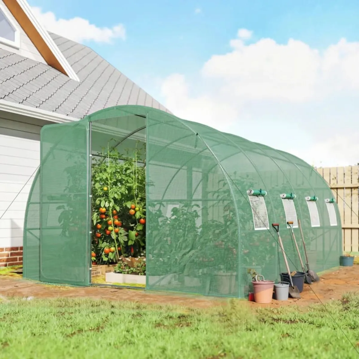 3 x 4 m Walk-in Polytunnel Greenhouse with Hinged - Image 2