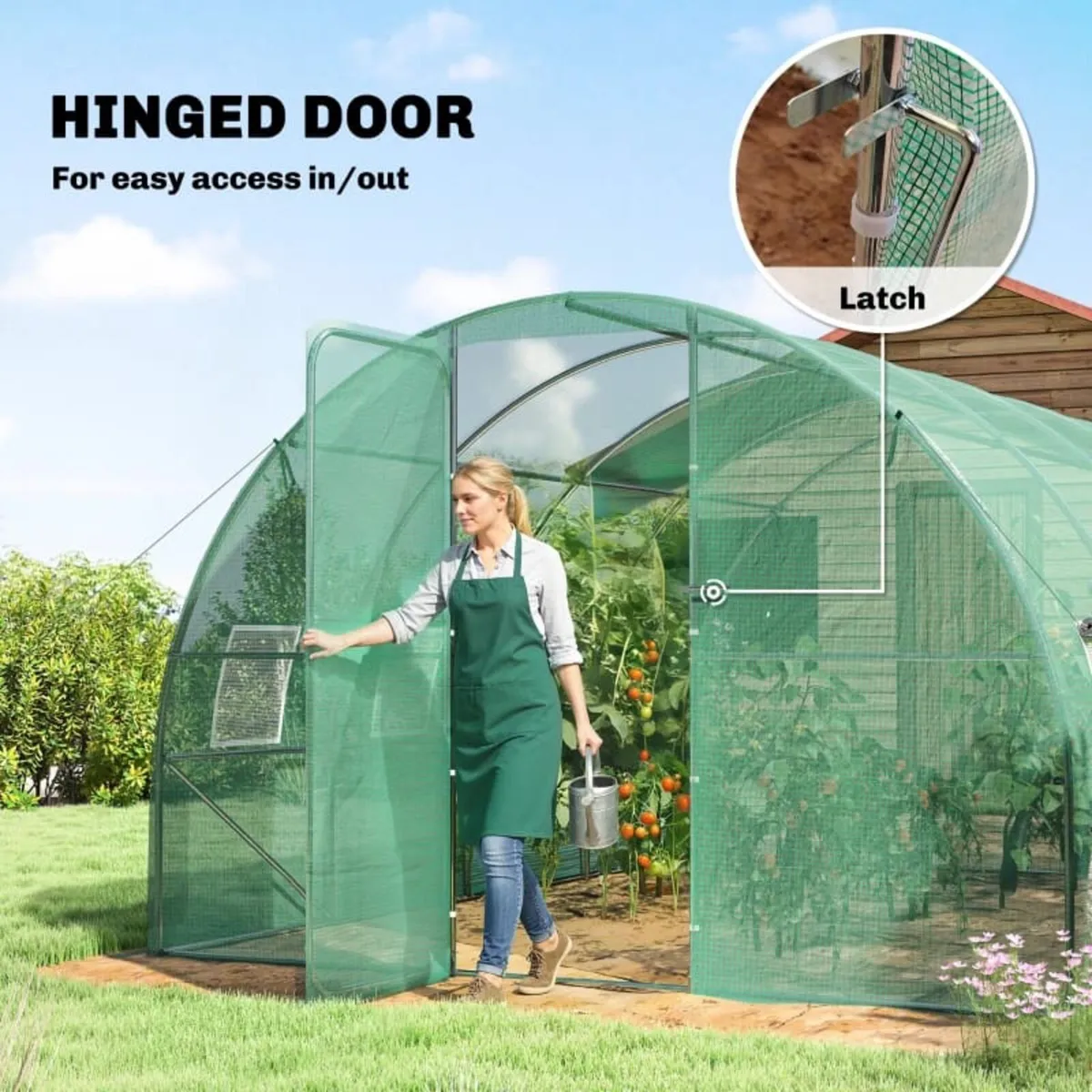 3 x 4 m Walk-in Polytunnel Greenhouse with Hinged - Image 4