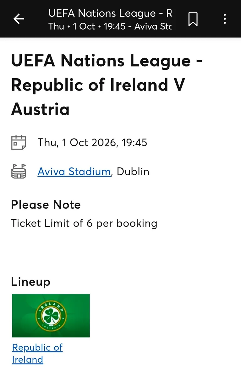 Ireland vs Austria tickets x4 - Image 1