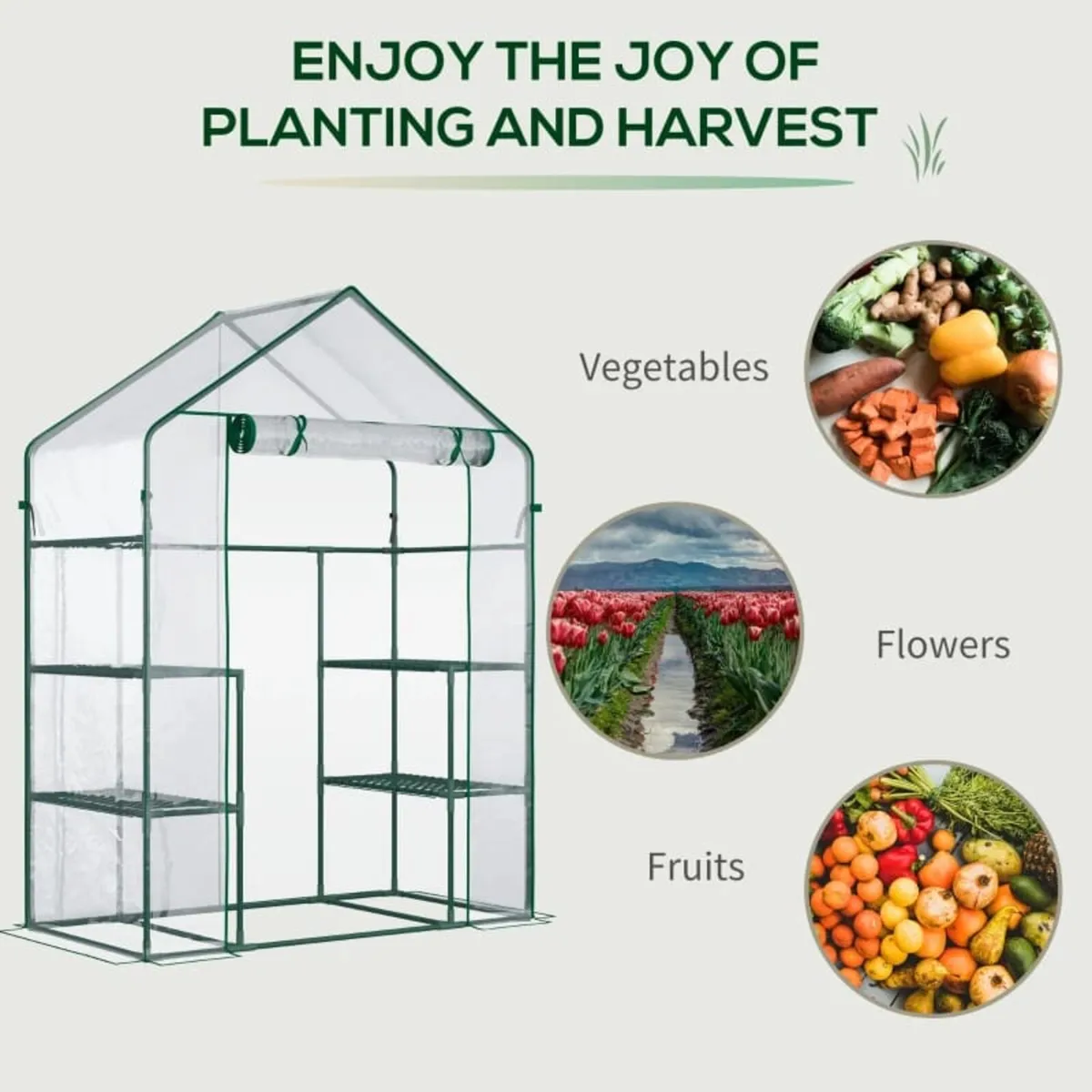 Garden greenhouse 4 shelves steel PVC high-density - Image 4