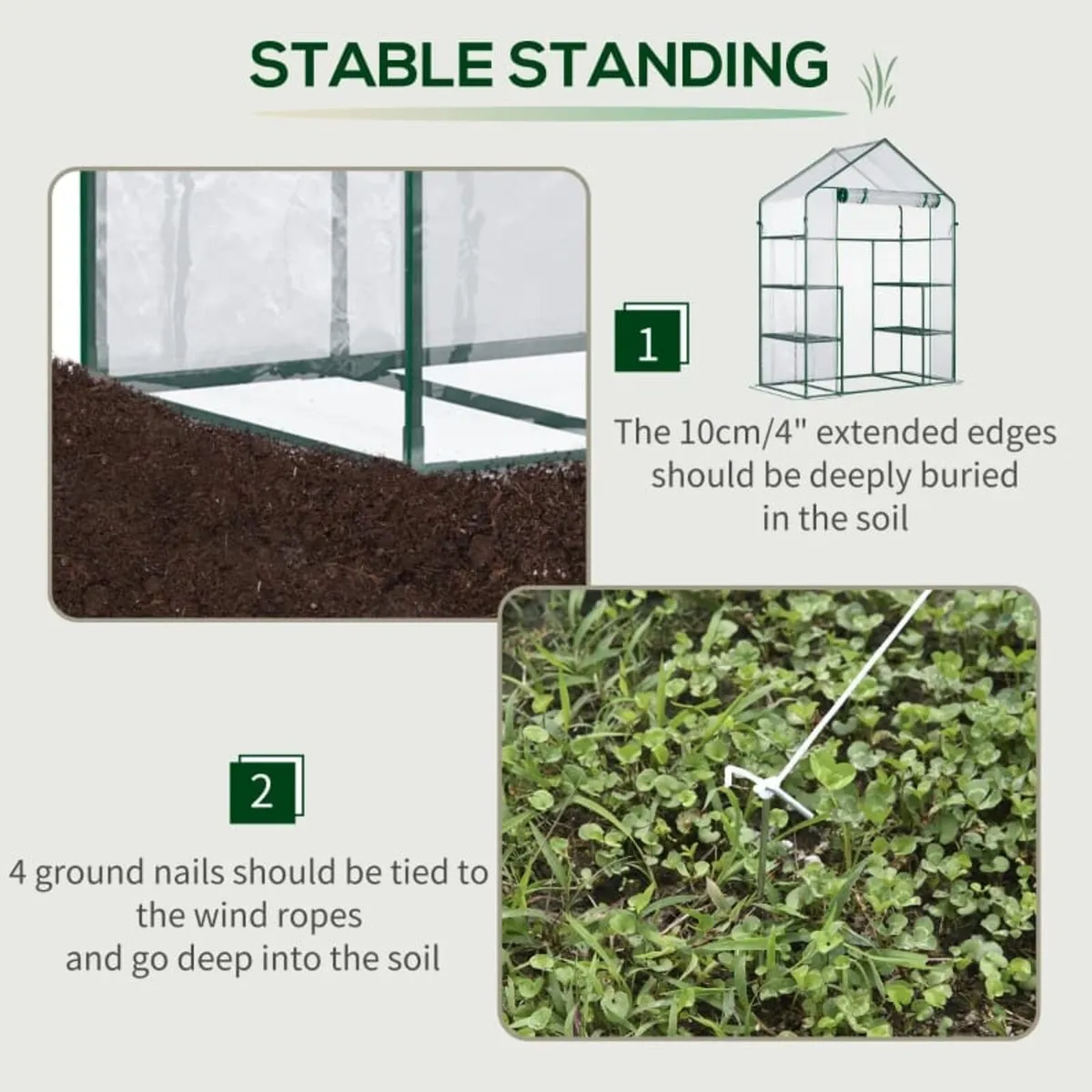Garden greenhouse 4 shelves steel PVC high-density - Image 3
