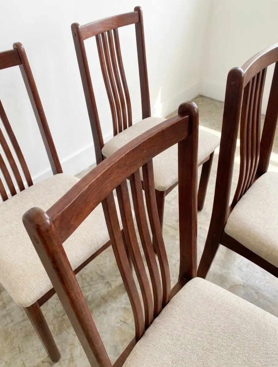4 Vintage Mid Century Dining Chairs - Image 3
