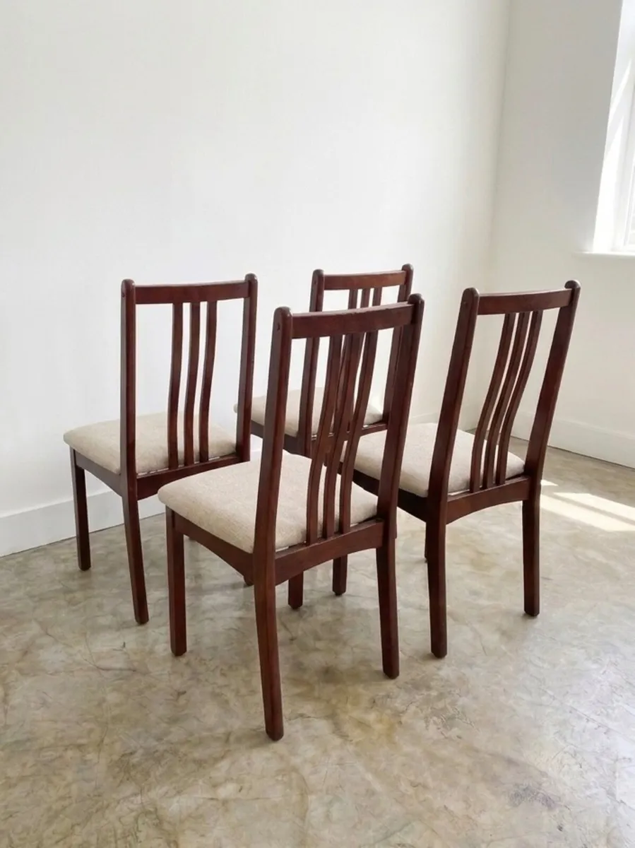 4 Vintage Mid Century Dining Chairs - Image 4