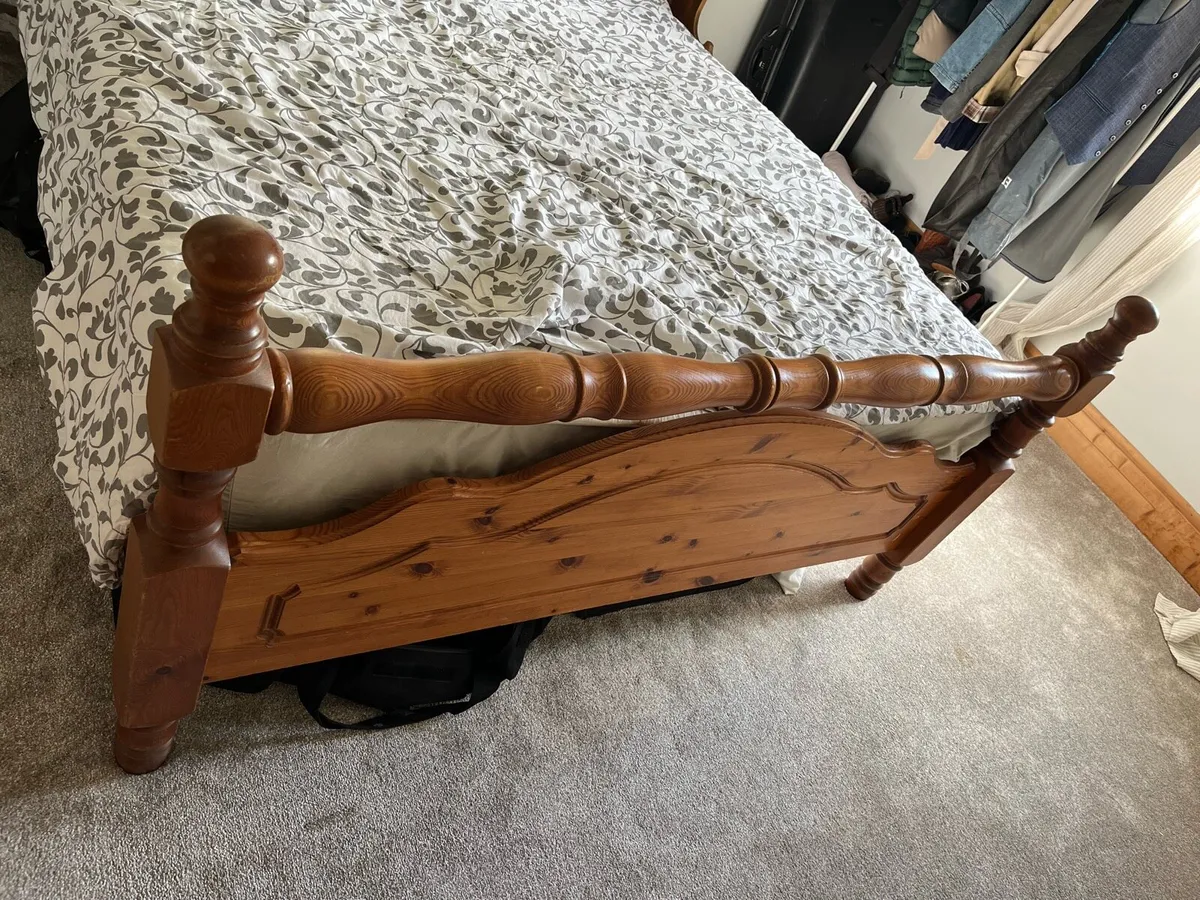 King double timber bed frame and mattress - Image 2