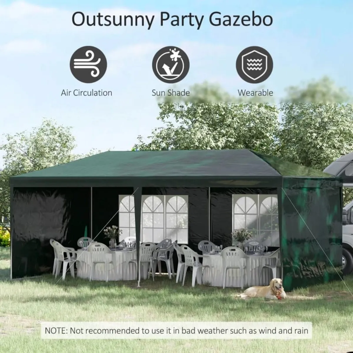 6x3 m Party Tent Gazebo Marquee Outdoor Patio Cano - Image 3