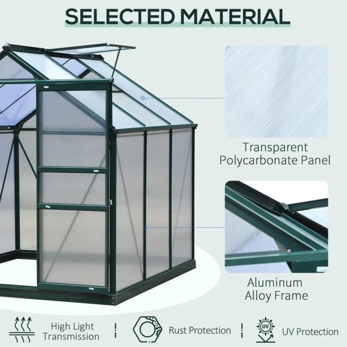 Clear Polycarbonate Greenhouse Large Walk-In Green - Image 2