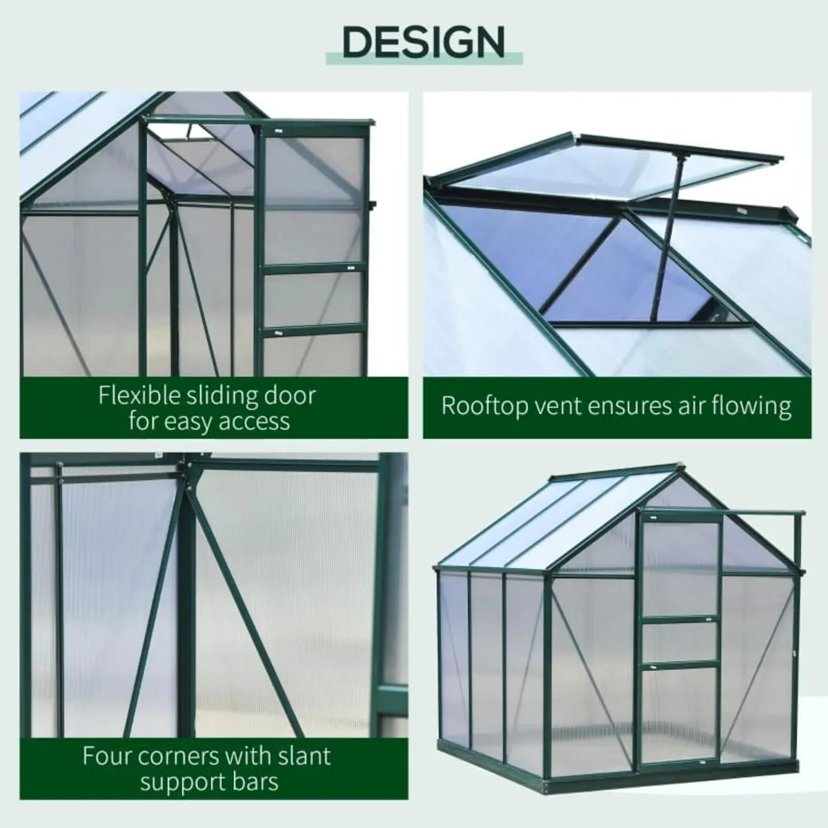Clear Polycarbonate Greenhouse Large Walk-In Green - Image 4