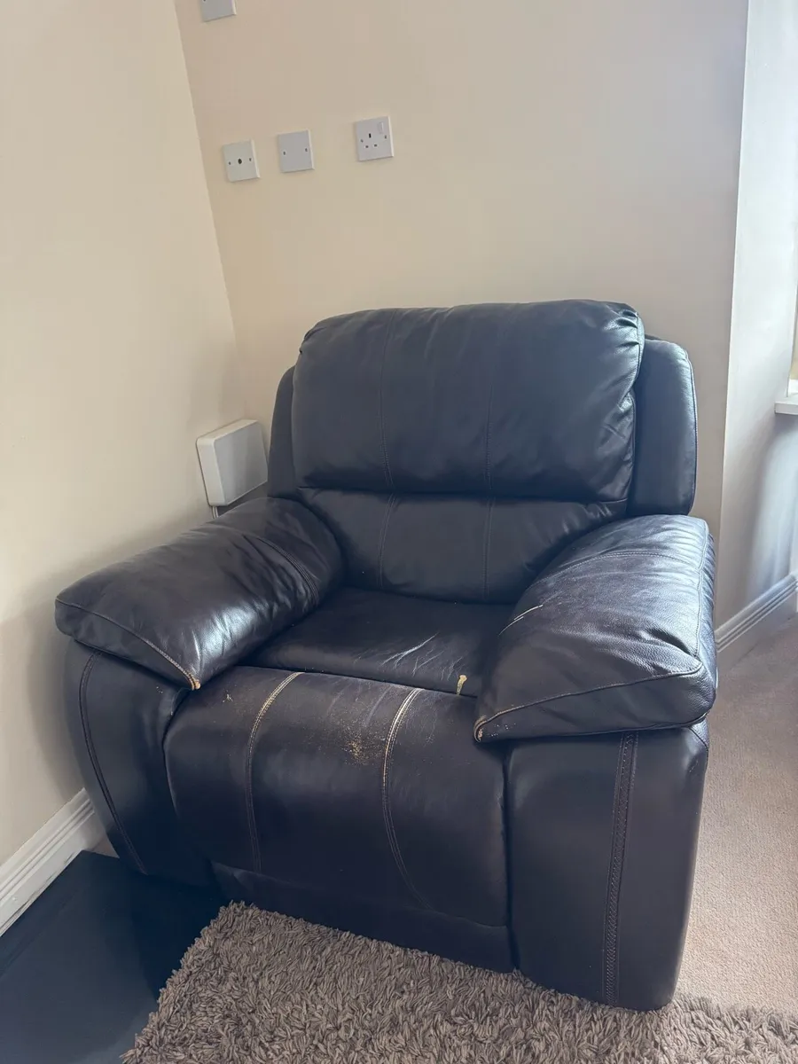 Single armchair brown leather (myHome) - Image 1