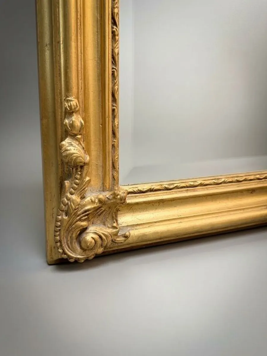 French Style Tall & Narrow Gilt Wood Mirror - Image 3