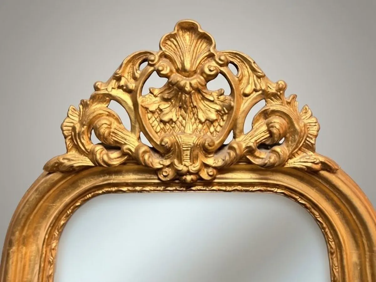 French Style Tall & Narrow Gilt Wood Mirror - Image 2