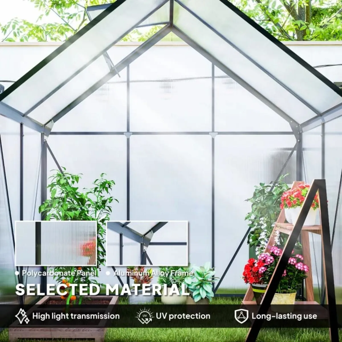 192.5 x 131cm Walk-In Polycarbonate Greenhouse - Image 4