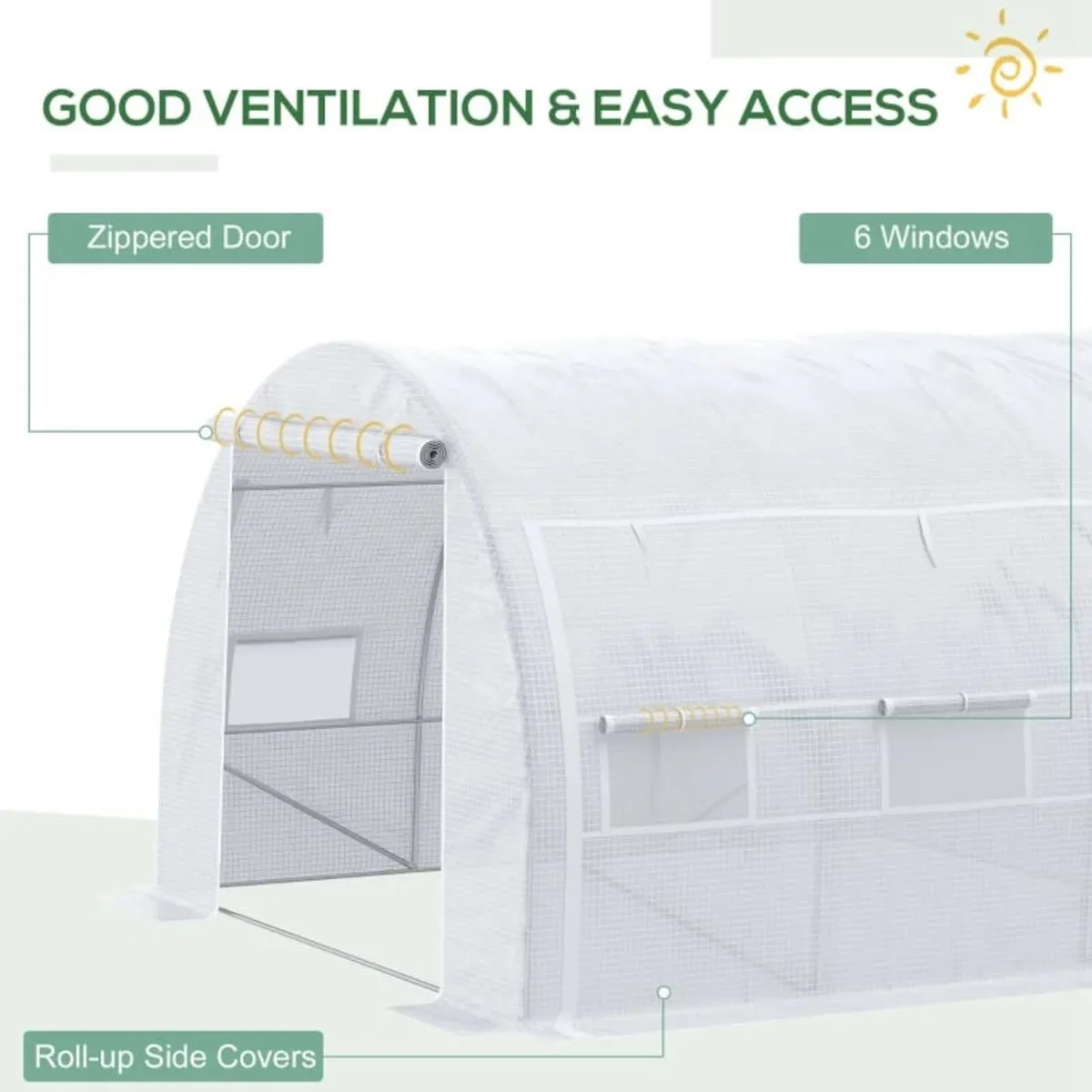 3 x 3 x 2 m Polytunnel Greenhouse with Roll-up Sid - Image 2