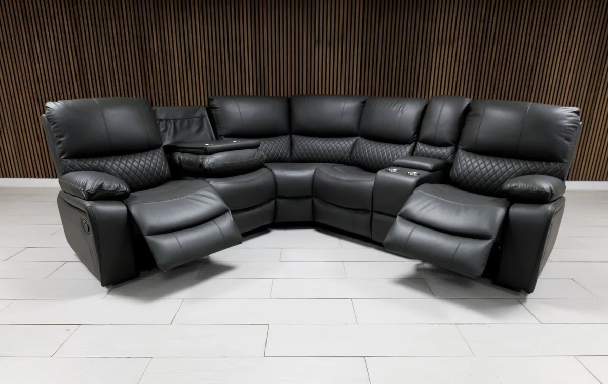 Rita Corner Leather Recliner Sofa + Cupholders - Image 4