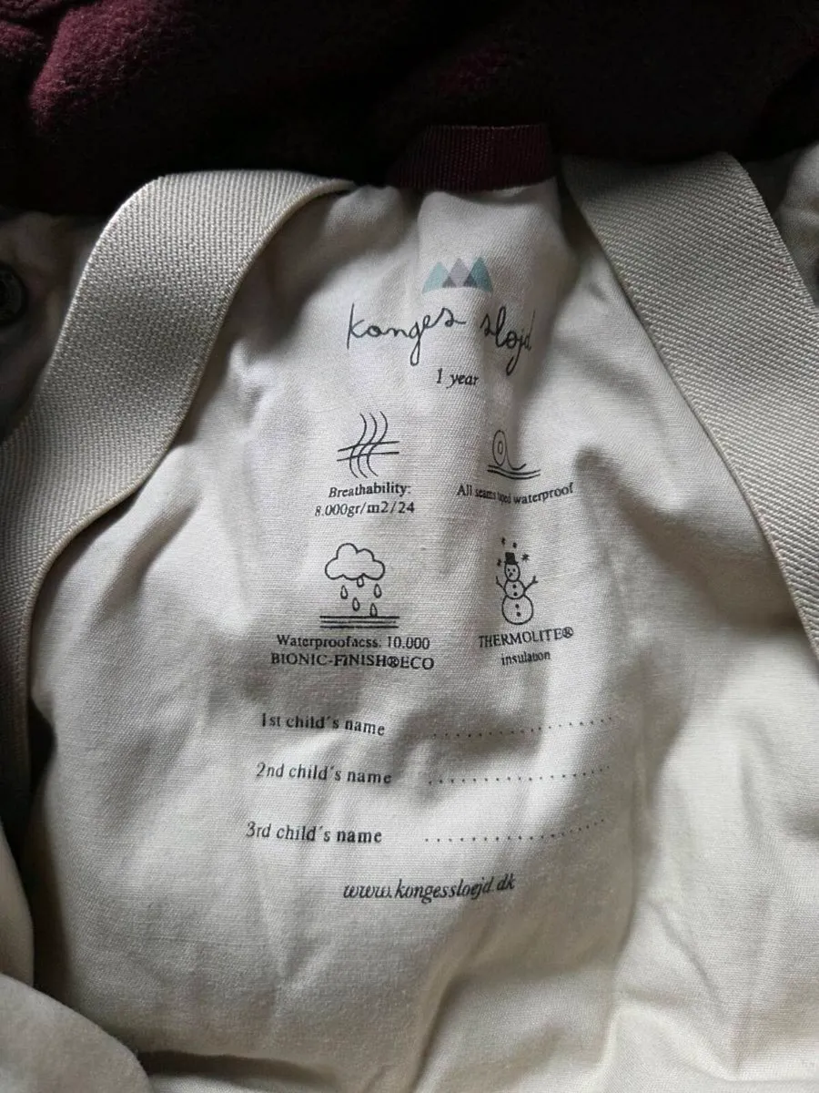 1year, Konges Sløjd Burgundy Thermolite Snowsuit - Image 4