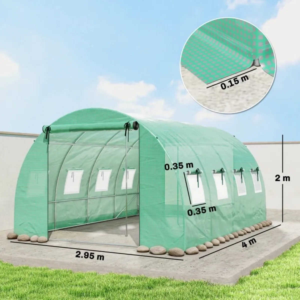 Greenhouse approx. 4 x 3 x 2 m Polytunnel with 2 R - Image 2