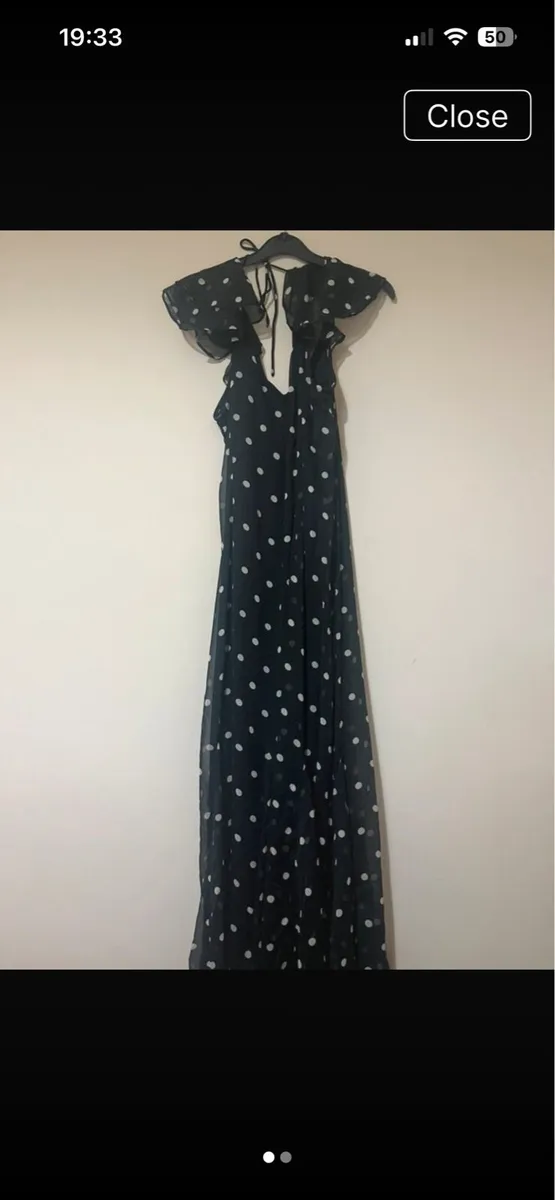 Dressy black and white spotty dress - Image 2