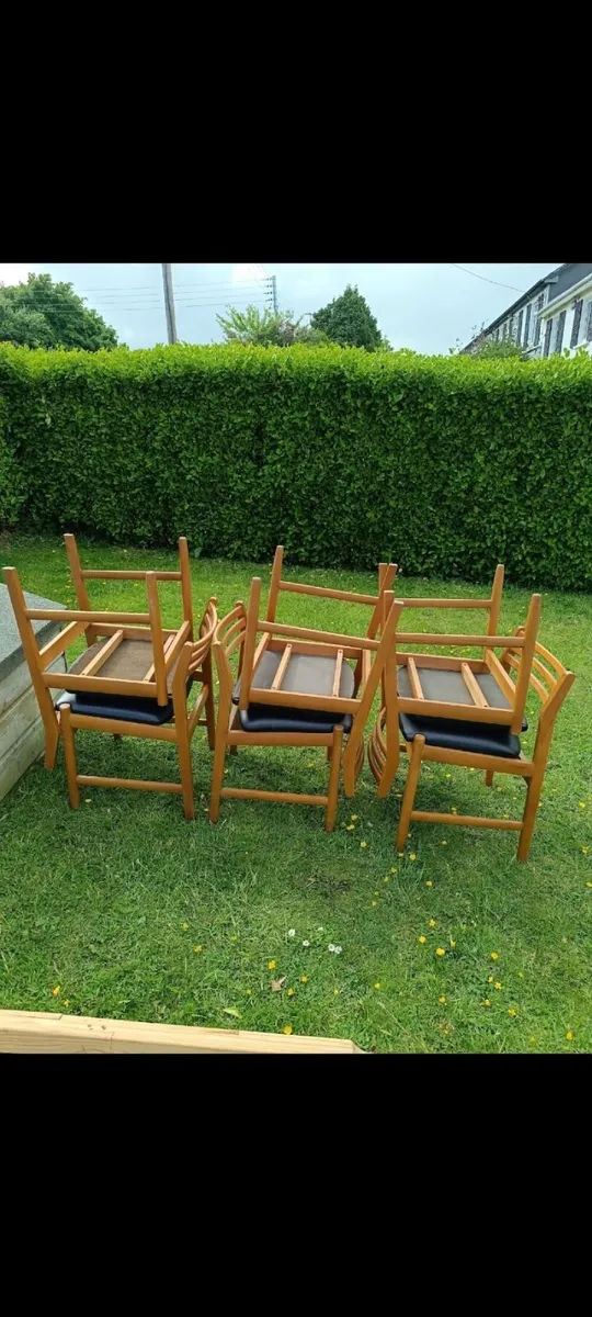 Set of 6 Vintage Wooden Dining Chairs - Image 2