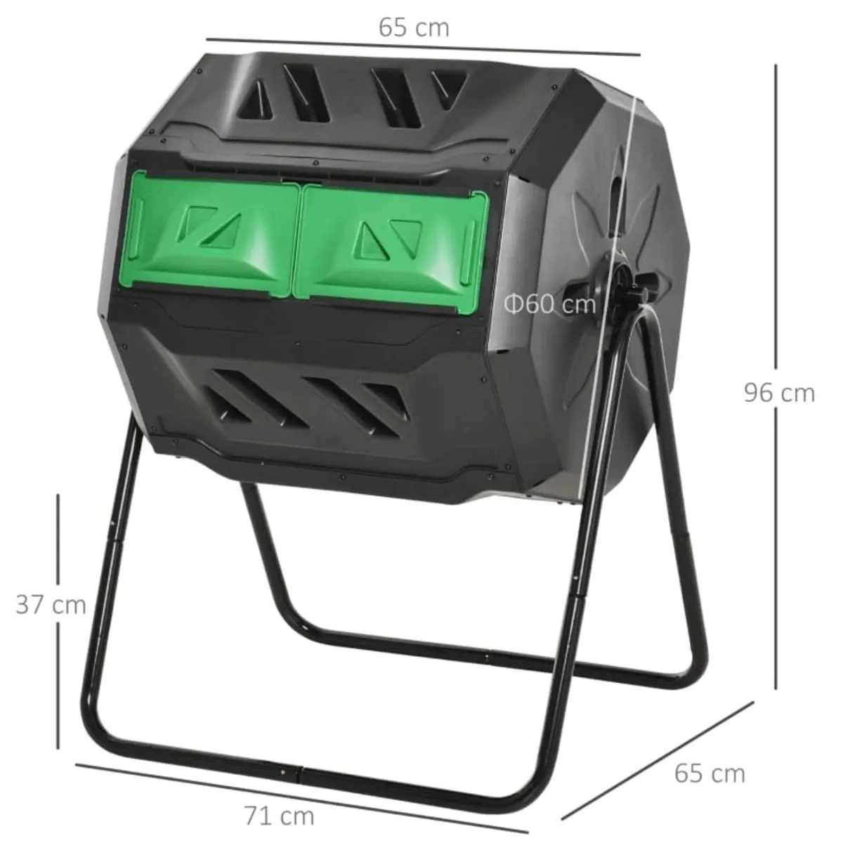 160L Tumbling Compost Bin Outdoor Dual Chamber 360 - Image 2
