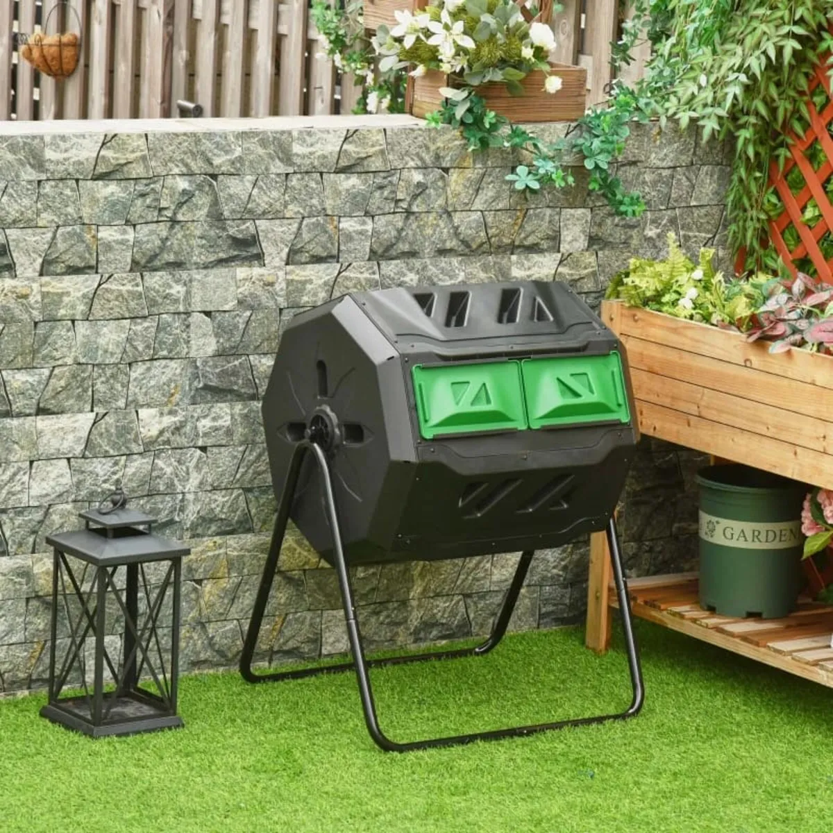 160L Tumbling Compost Bin Outdoor Dual Chamber 360 - Image 3