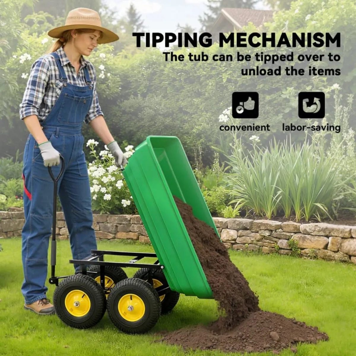 75 Litre Large Garden Cart, Tipping Wheelbarrows H - Image 2
