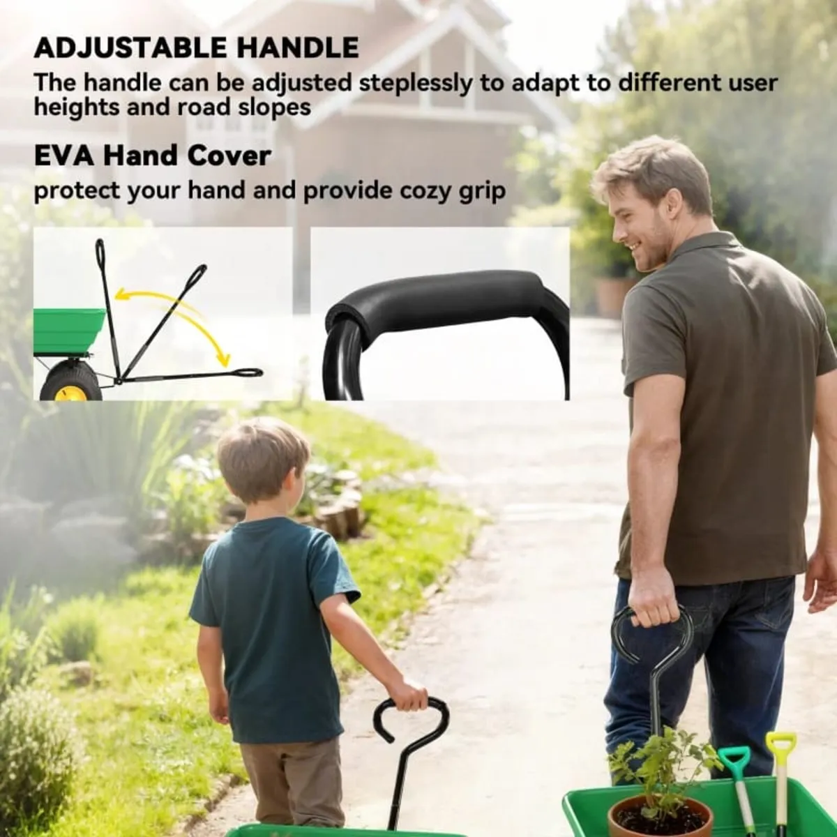 75 Litre Large Garden Cart, Tipping Wheelbarrows H - Image 3