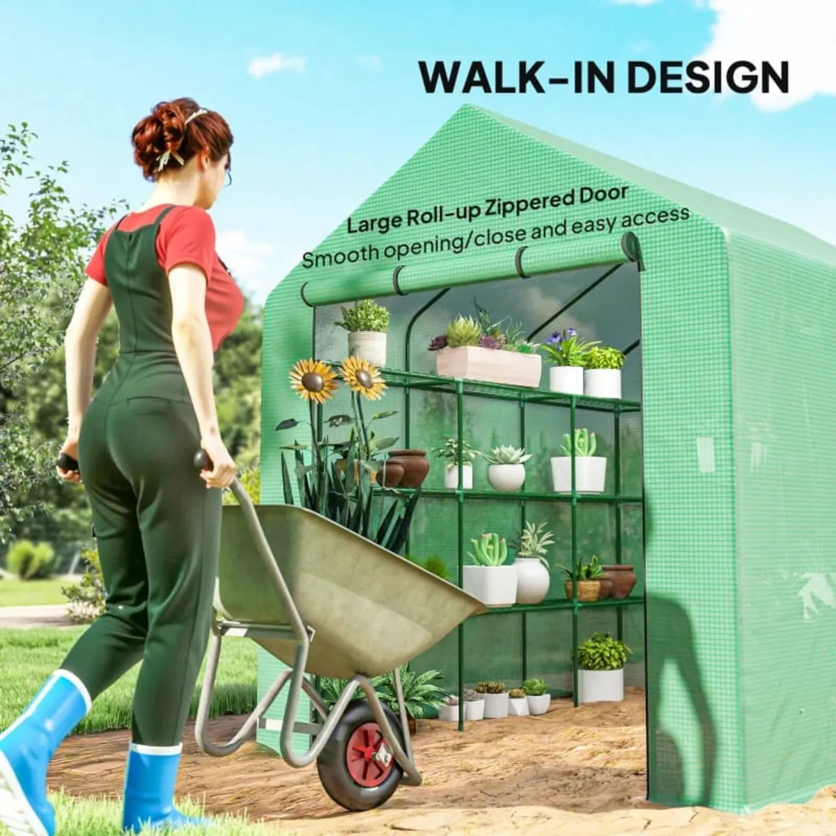 Walk-in Greenhouse, 4 Tier 24 Shelves Portable Gro - Image 2