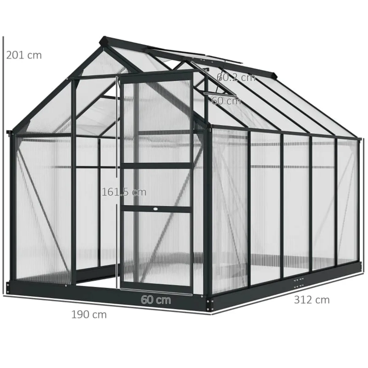 6 x 10ft Polycarbonate Greenhouse, Large Walk-In G - Image 3