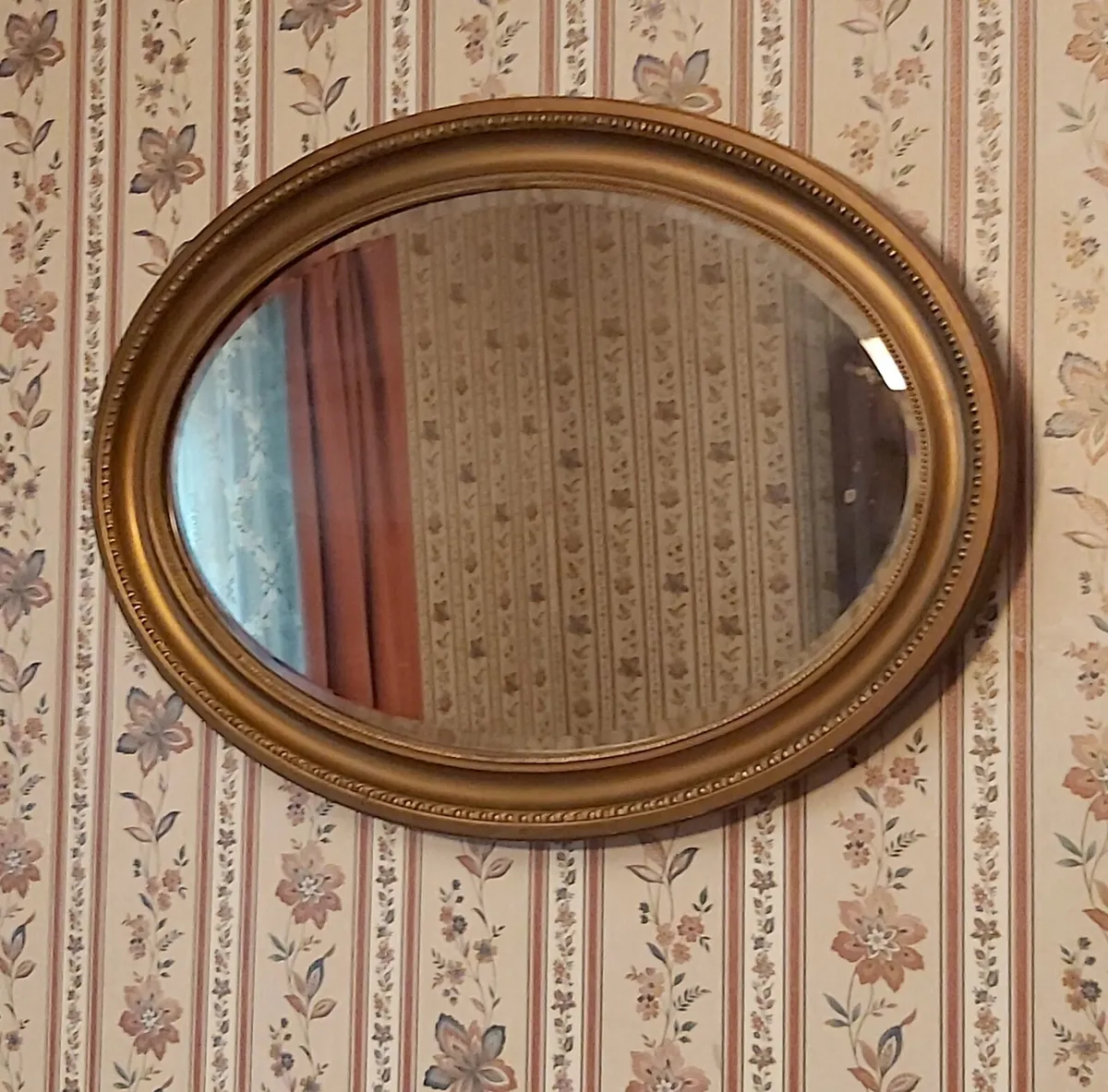 Vintage Large Oval-shaped Gilt Mirror