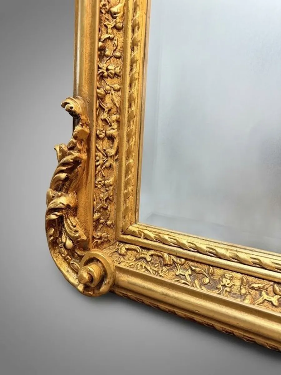 French Style Gilt Wood & Plaster Panel Mirror - Image 4