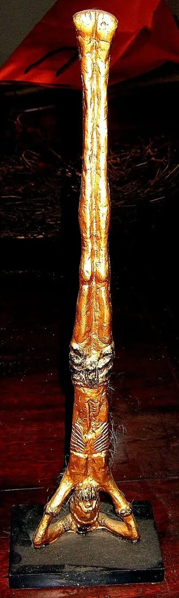 Vintage Gilded Bronze Handstand Acrobat Sculpture - Image 2