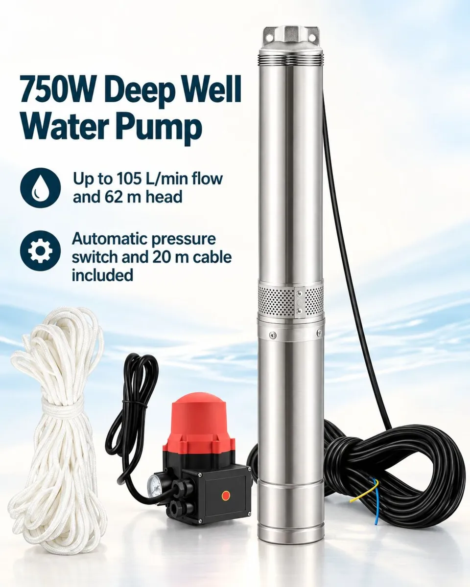 Deep Well Submersible Water Pump 750W Borehole Far - Image 1