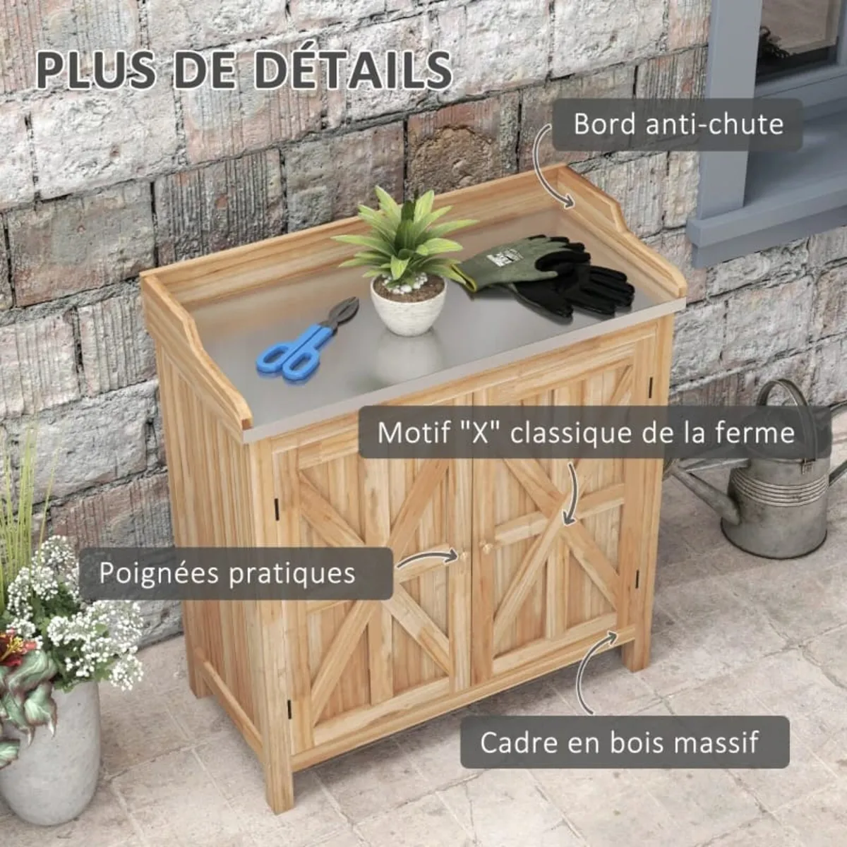 Potting bench storage cabinet with 2 shelves, galv - Image 3