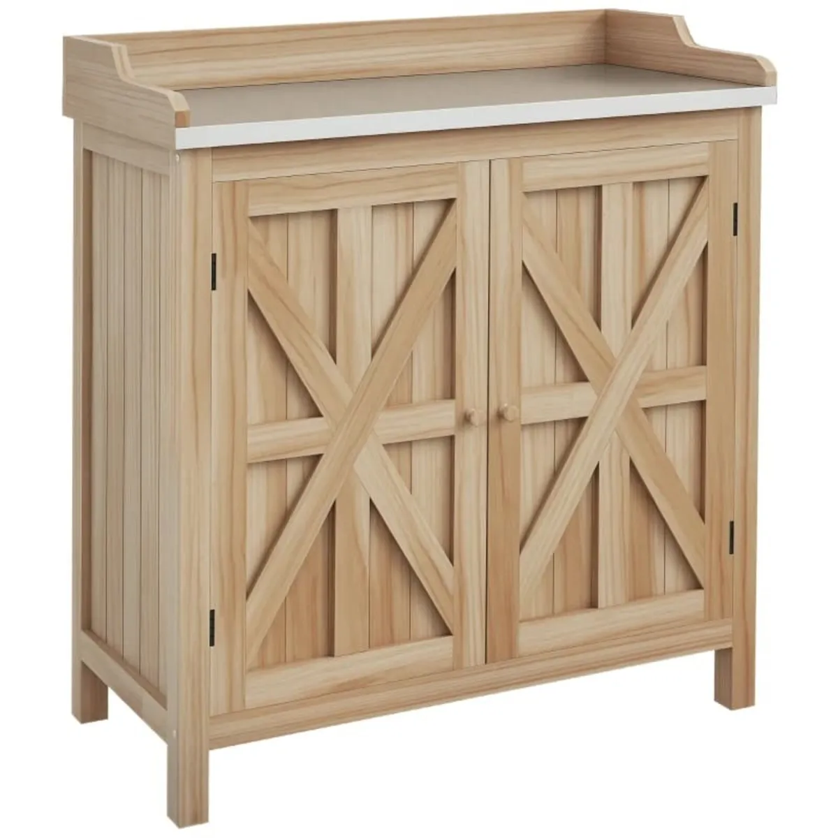 Potting bench storage cabinet with 2 shelves, galv - Image 1