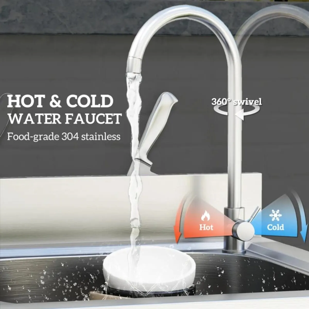 Outdoor Utility Sink, Free Standing Single Bowl Ki - Image 3
