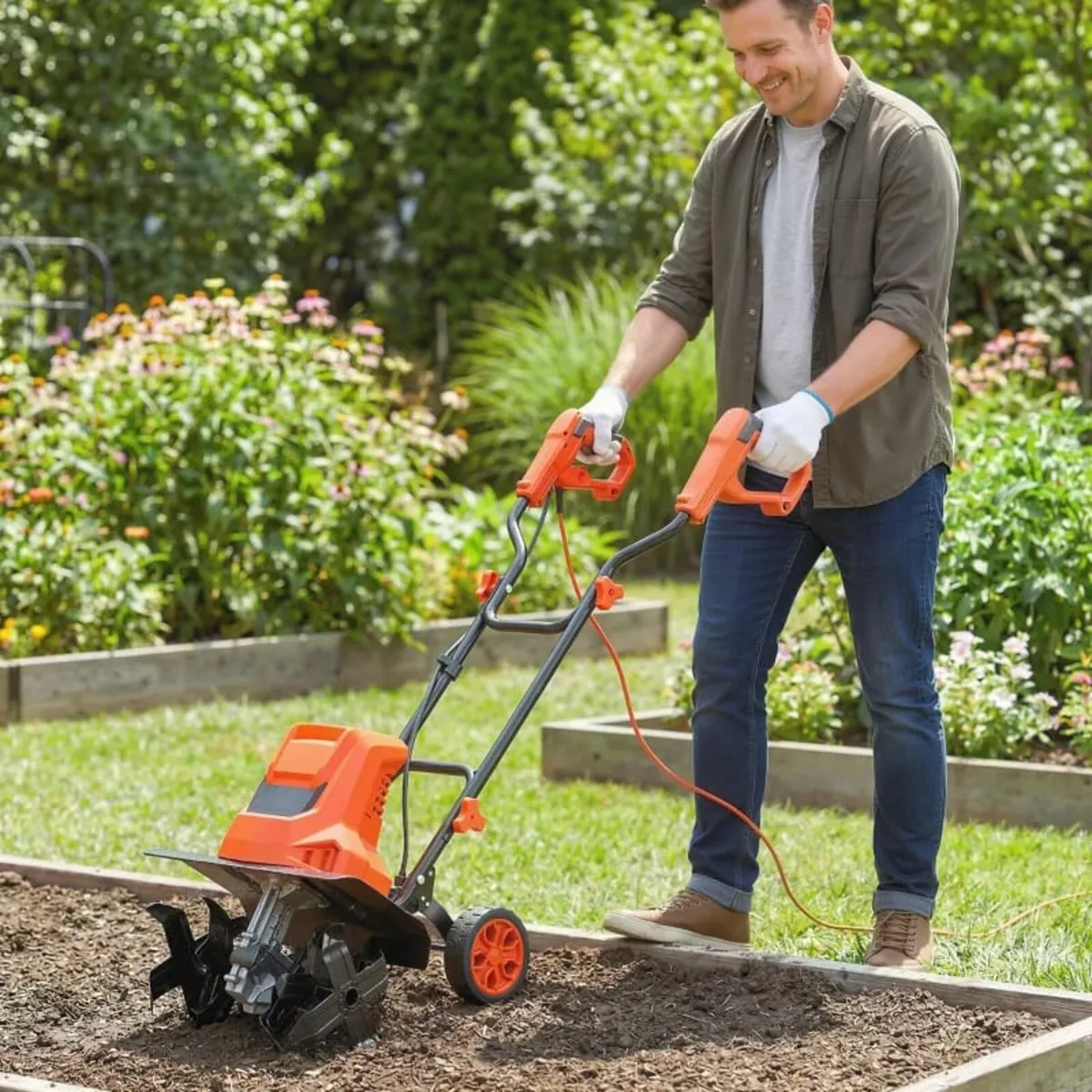 1500W Electric Garden Tiller with Foldable Handle, - Image 3