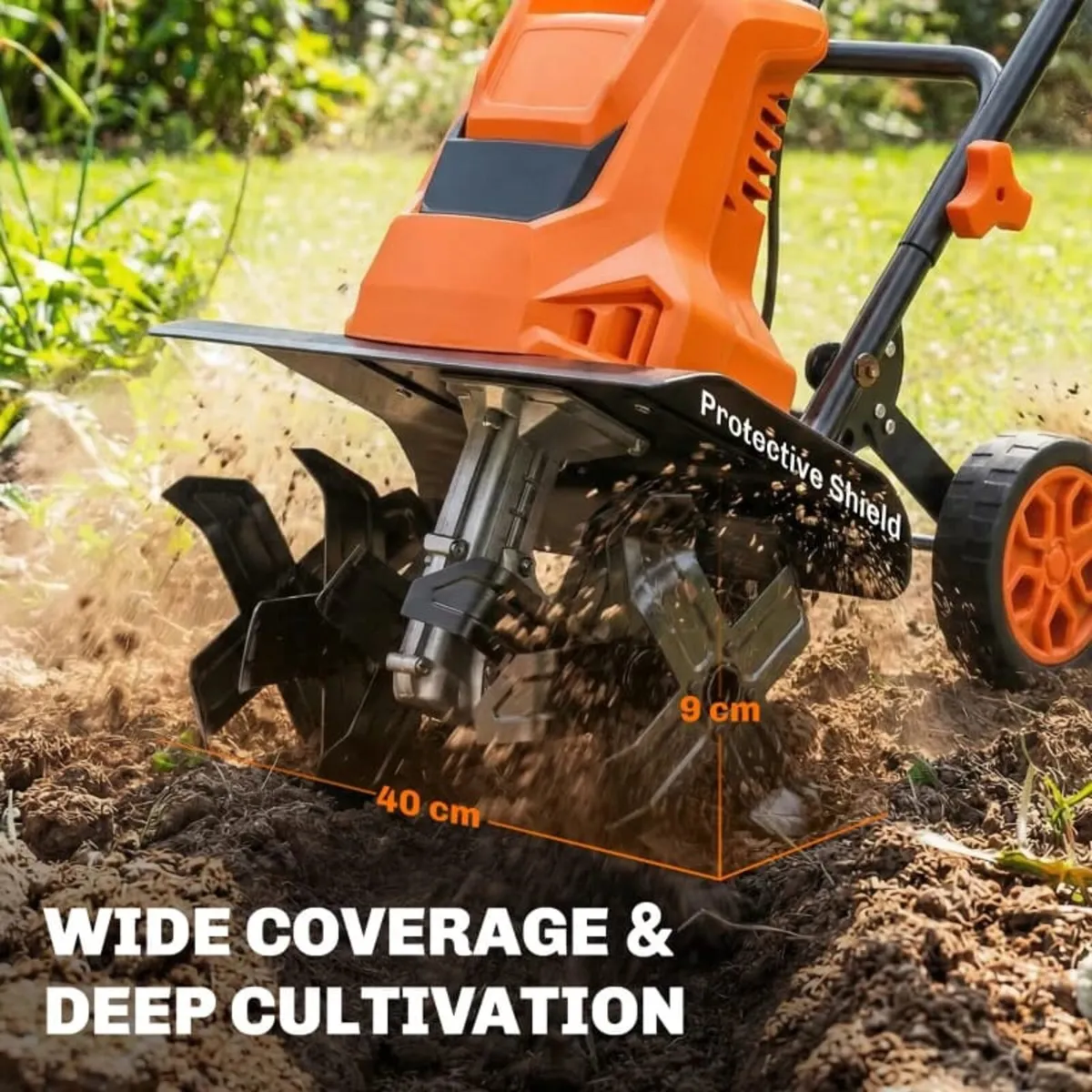 1500W Electric Garden Tiller with Foldable Handle, - Image 4