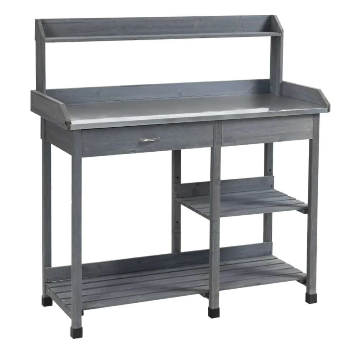Garden Potting Table, Wooden Workstation Bench w/ - Image 1