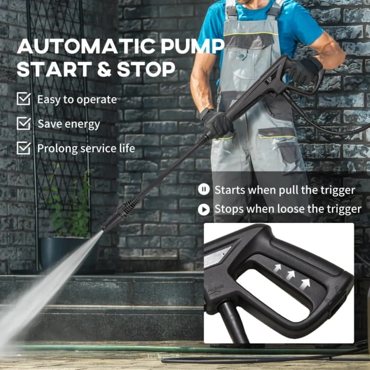 1800W High Pressure Washer, 150 Bar Pressure, 510 - Image 4