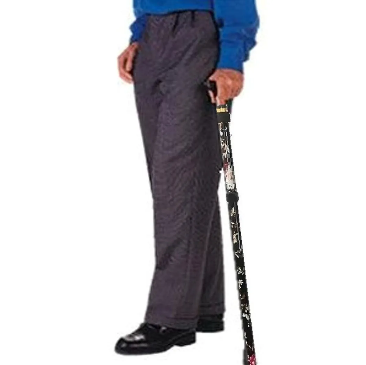 Folding Walking Stick, Black Floral - Image 4
