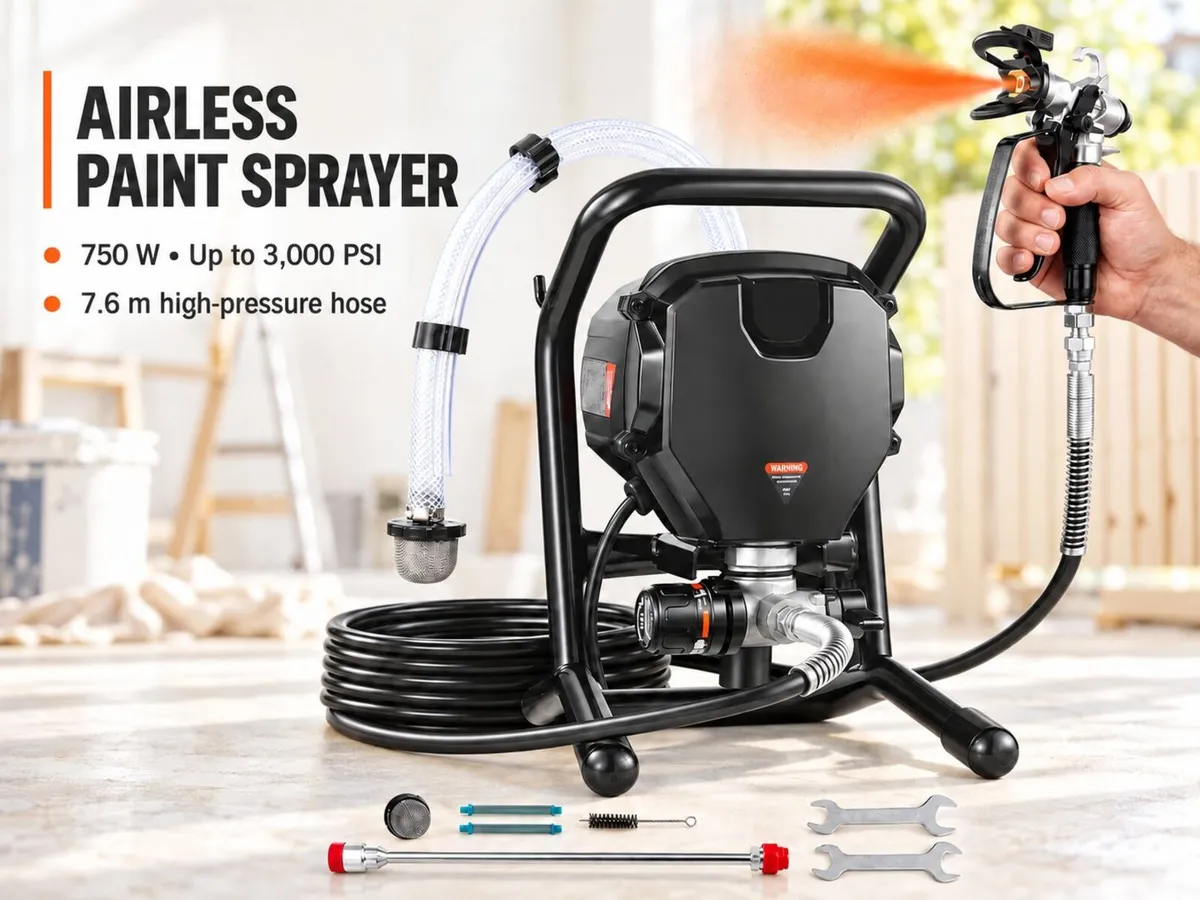 750W Airless Paint Sprayer 3000 PSI with 7.6m Hose - Image 1
