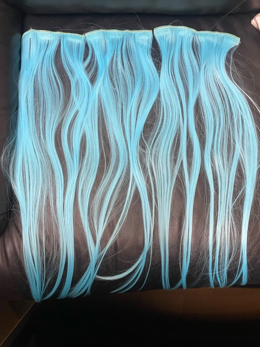 Sky Blue Ombre Clip In Hair Extensions - Image 1