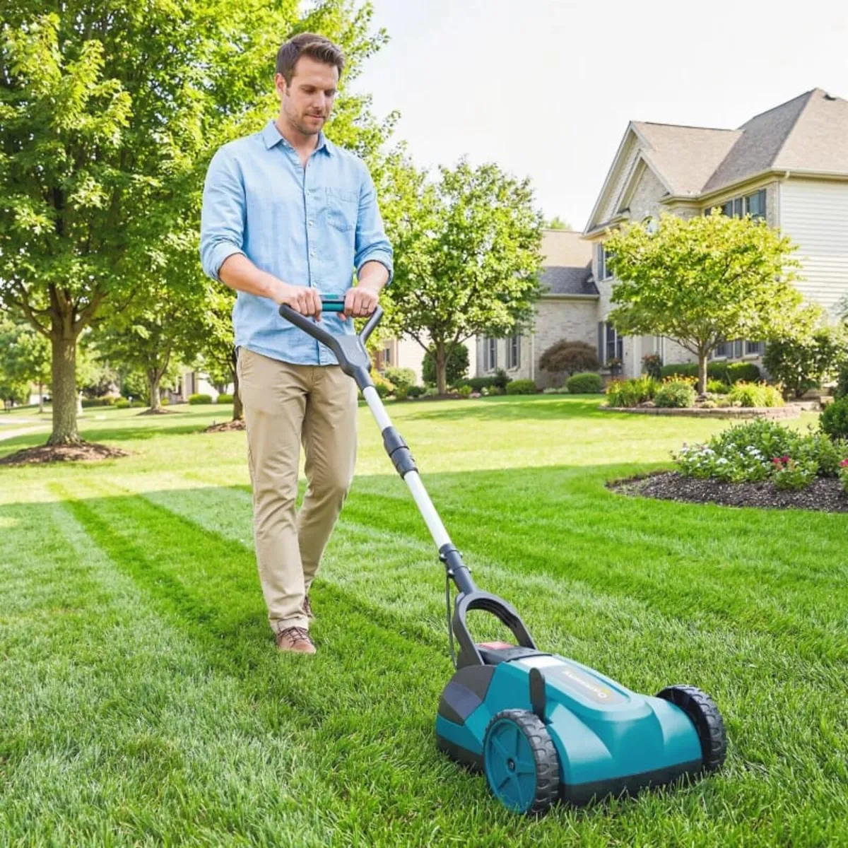 18V Cordless Lawnmower with 2 x 4Ah Batteries & Ch - Image 1